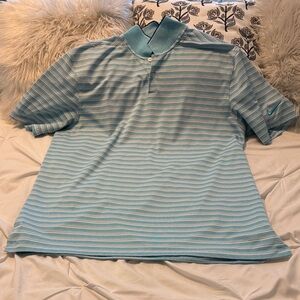 Nike Men’s Light Blue & White Striped Polo
